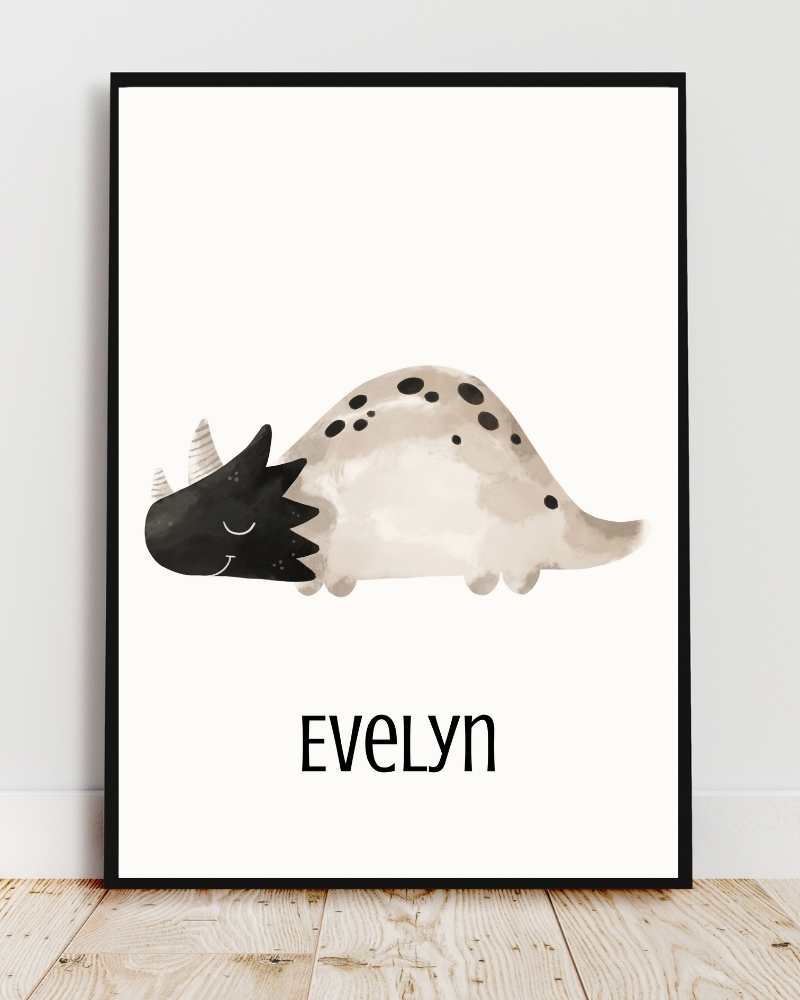Personalized Dino Framed Print for Kids' Room