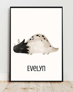 Personalized Dino Framed Print for Kids' Room