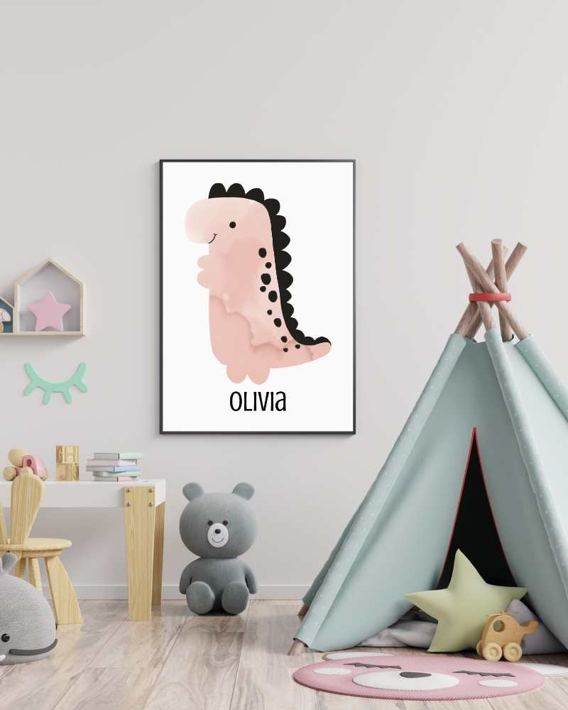 Personalized Dinosaur Framed Print - Cute Wall Art for Kids' Rooms