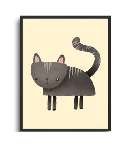 Cat Framed Print - Multi-Color Wall Art for Cat Lovers Semi Glossy Black