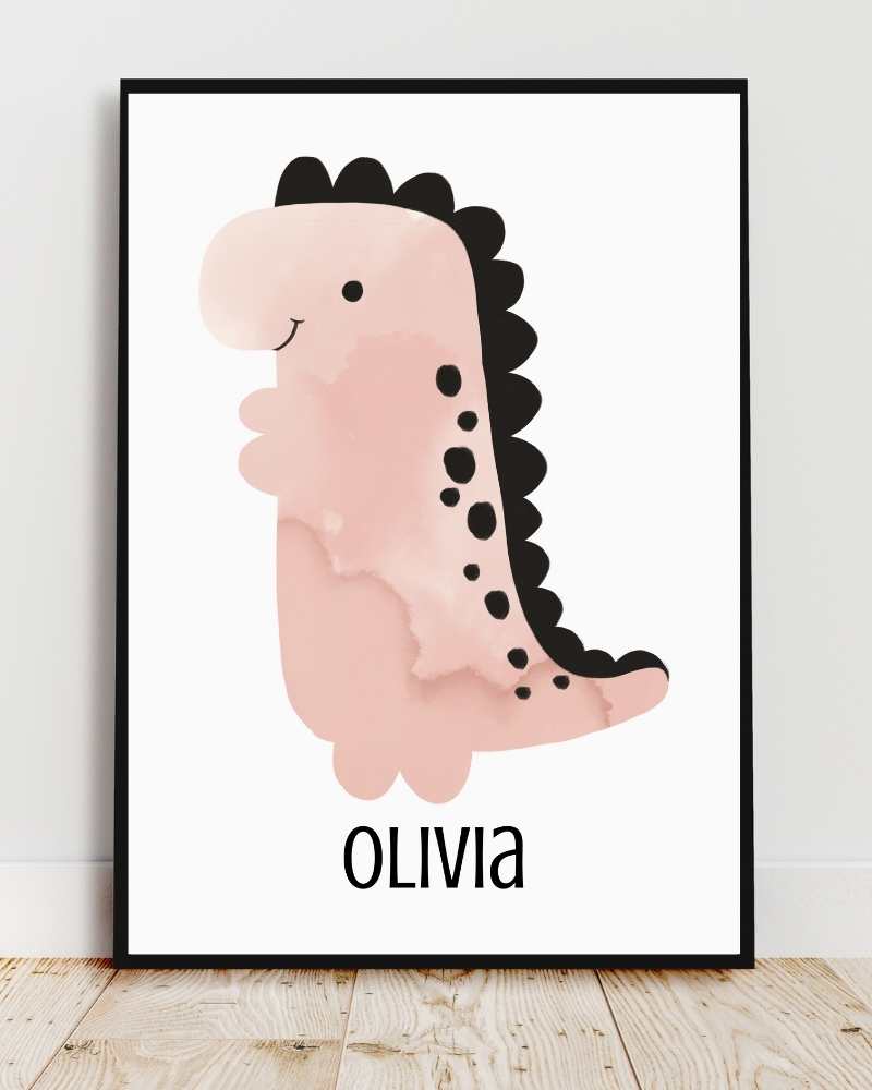 Personalized Dinosaur Framed Print - Cute Wall Art for Kids' Rooms