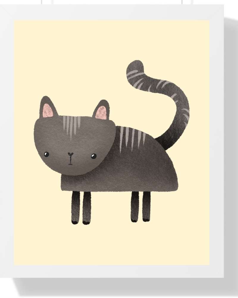 Cat Framed Print - Multi-Color Wall Art for Cat Lovers Semi Glossy White