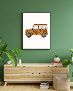 Tiger Print Framed Print - Watercolor Jeep Art for Animal Lovers