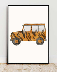 Tiger Print Framed Print - Watercolor Jeep Art for Animal Lovers