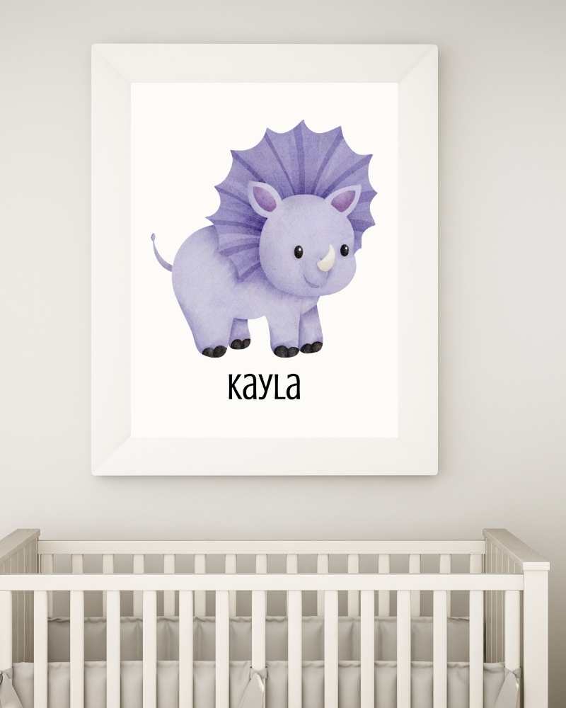 Personalized Kids Framed Print - Dinosaur Design