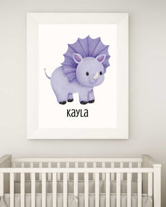 Personalized Kids Framed Print - Dinosaur Design