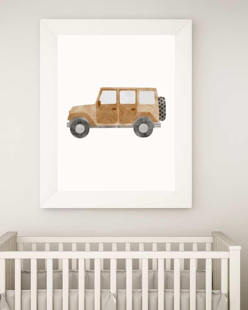 Adventure Jeep Framed Print - Watercolor Art for Travel Enthusiasts