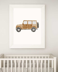Adventure Jeep Framed Print - Watercolor Art for Travel Enthusiasts