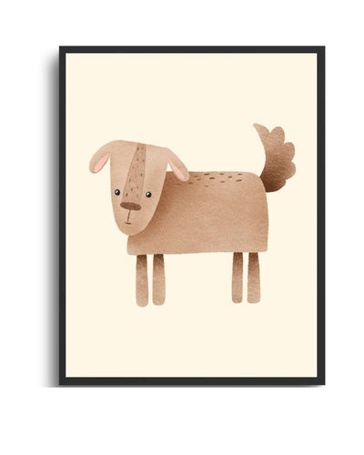 Dog Framed Print | Multi-Color Animal Decor for Kids' Rooms Semi Glossy Black