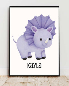Personalized Kids Framed Print - Dinosaur Design