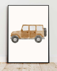 Adventure Jeep Framed Print - Watercolor Art for Travel Enthusiasts