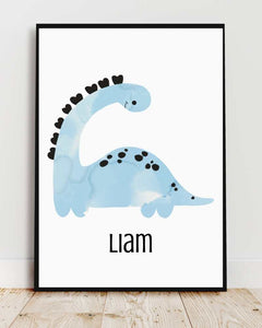 Personalized Dinosaur Framed Print for Kids - Colorful Nursery Art
