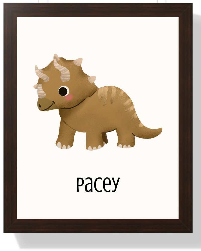 Dinosaur Framed Print - Wall Art for Kids' Rooms Semi Glossy Brown