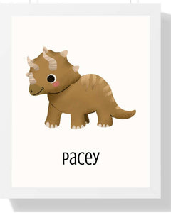 Dinosaur Framed Print - Wall Art for Kids' Rooms Semi Glossy White