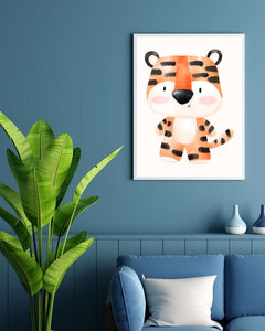 Tiger Framed Print - Colorful Kid's Wall Art