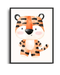 Tiger Framed Print - Colorful Kid's Wall Art Semi Glossy Black