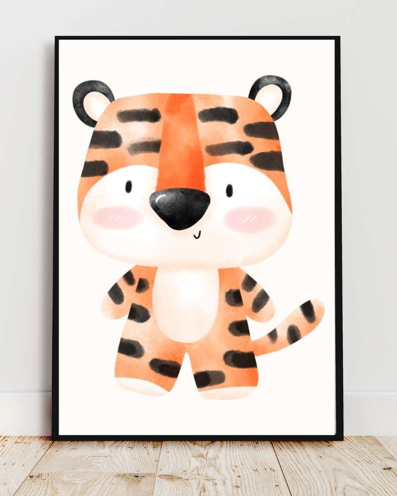Tiger Framed Print - Colorful Kid's Wall Art