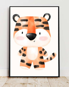 Tiger Framed Print - Colorful Kid's Wall Art