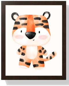 Tiger Framed Print - Colorful Kid's Wall Art Semi Glossy Brown