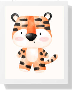 Tiger Framed Print - Colorful Kid's Wall Art Semi Glossy White
