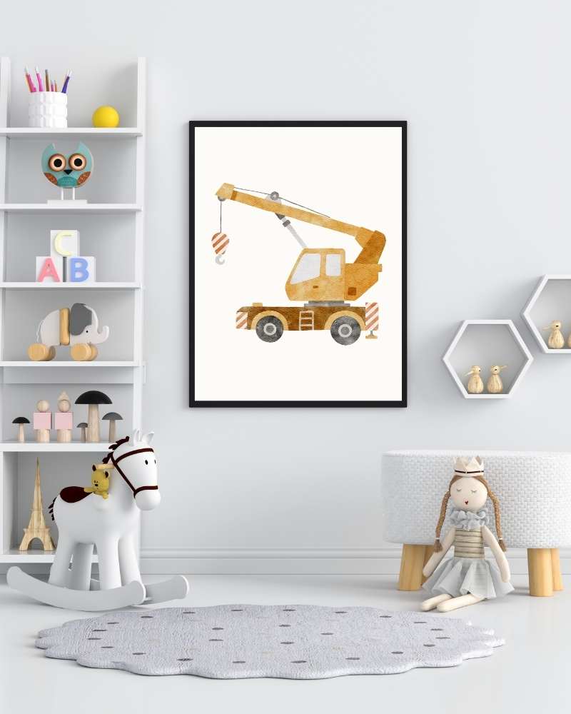 Construction Crane Framed Print - Kid’s Room Decor