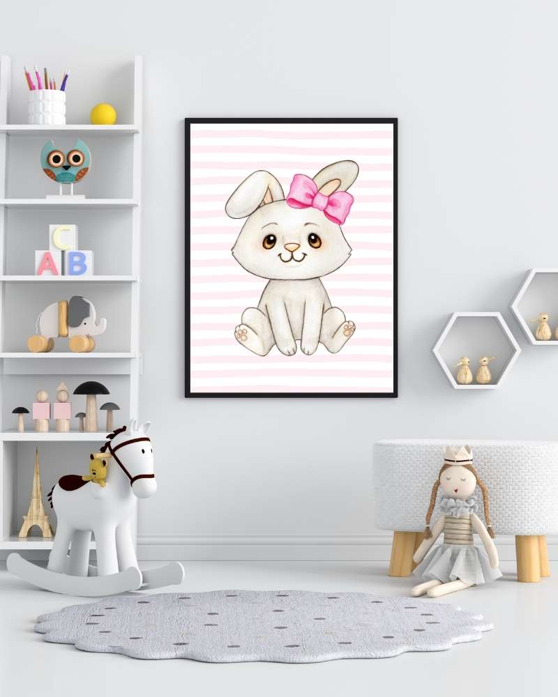 Whimsical Bunny Framed Print - Cute Decor for Kids' Rooms