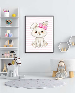 Whimsical Bunny Framed Print - Cute Decor for Kids' Rooms