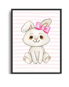 Whimsical Bunny Framed Print - Cute Decor for Kids' Rooms Semi Glossy Black