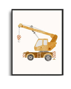 Construction Crane Framed Print - Kid’s Room Decor Semi Glossy Black