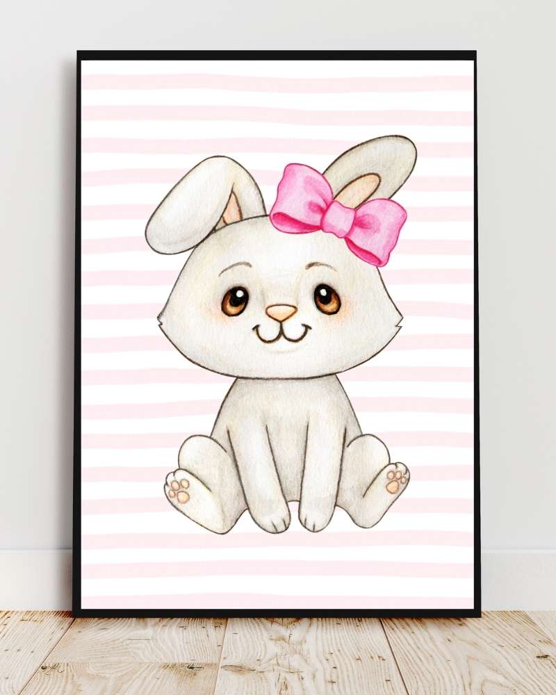 Whimsical Bunny Framed Print - Cute Decor for Kids' Rooms