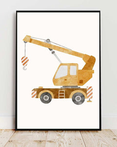 Construction Crane Framed Print - Kid’s Room Decor