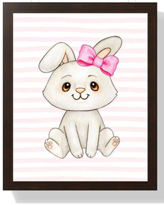 Whimsical Bunny Framed Print - Cute Decor for Kids' Rooms Semi Glossy Brown