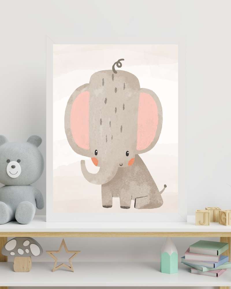 Elephant Framed Print for Kids Room Décor