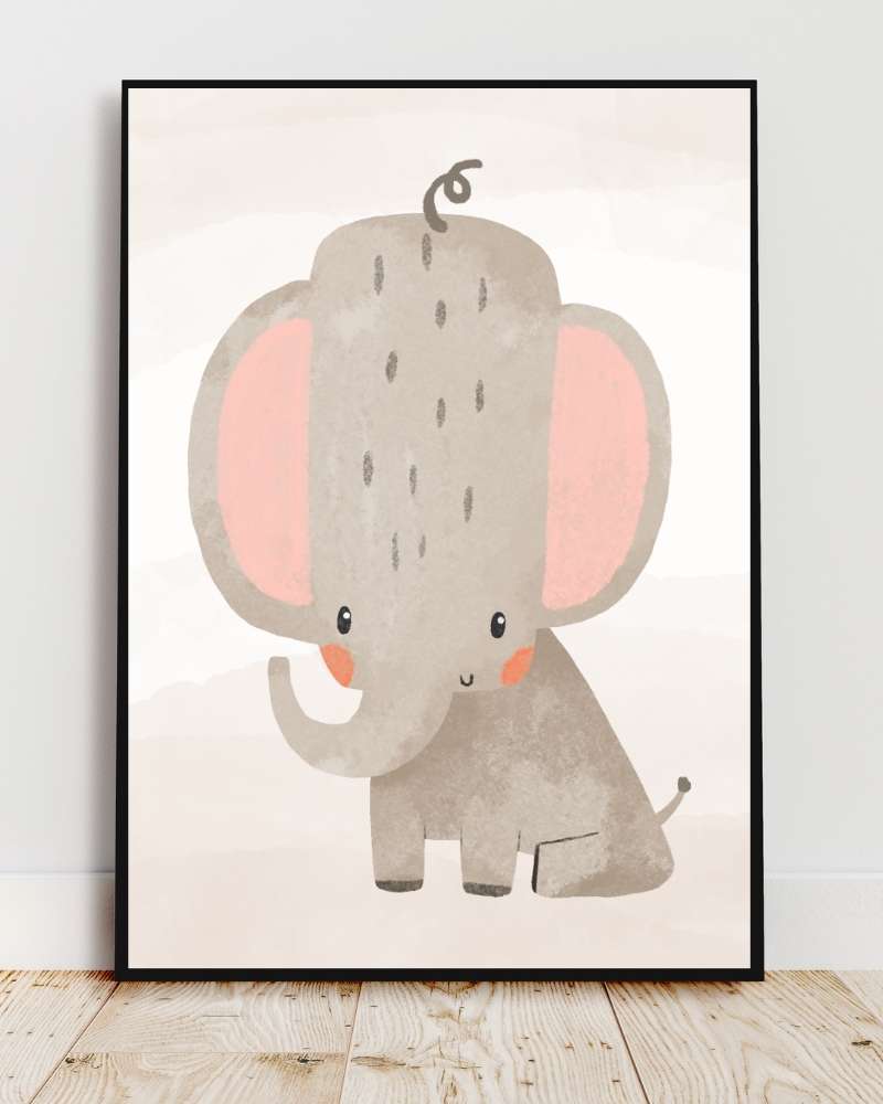 Elephant Framed Print for Kids Room Décor