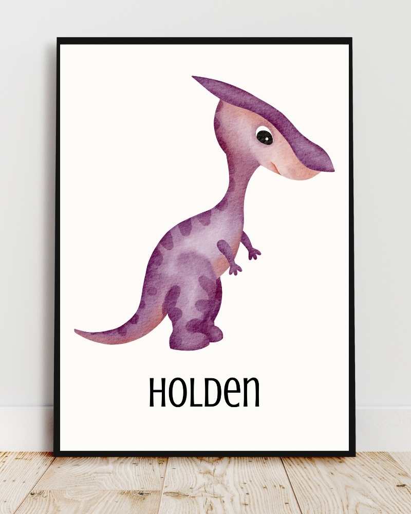 Personalized Dinosaur Framed Print - Colorful Art for Kids' Rooms