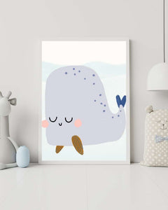 Whale Framed Print - Multi-Color Ocean Nursery Wall Art