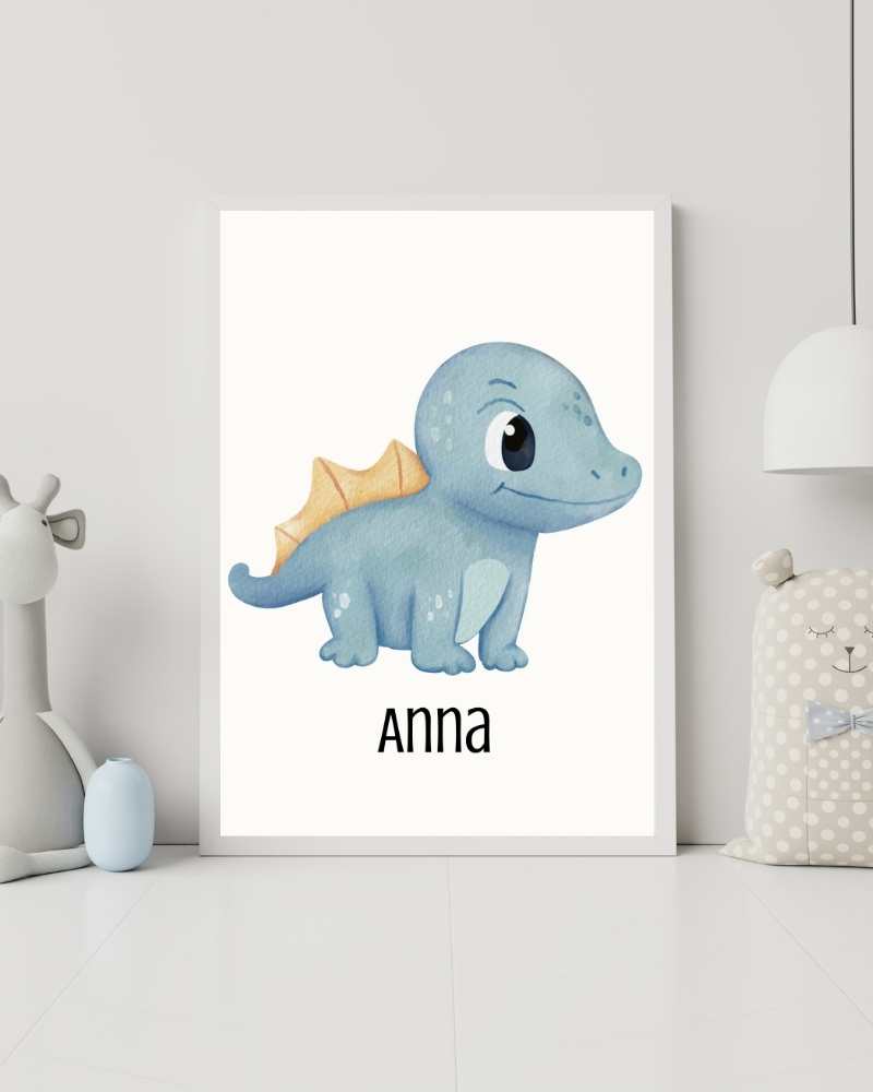 Personalized Dinosaur Framed Print – Kid's Wall Art for Baby Rooms & Nurseries