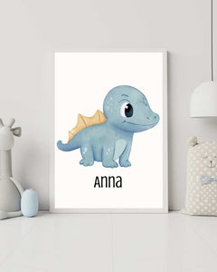 Personalized Dinosaur Framed Print – Kid's Wall Art for Baby Rooms & Nurseries