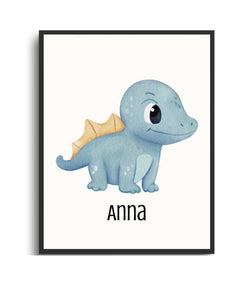 Personalized Dinosaur Framed Print – Kid's Wall Art for Baby Rooms & Nurseries Semi Glossy Black