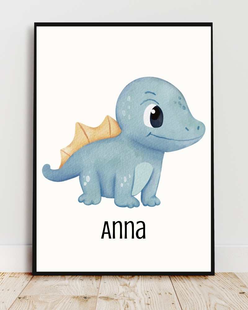 Personalized Dinosaur Framed Print – Kid's Wall Art for Baby Rooms & Nurseries
