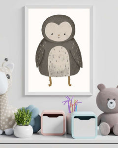 Adorable Owl Framed Print - Cute Multi-Color Nursery Wall Art