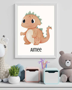 Personalized Dinosaur Framed Print - Kids Wall Art