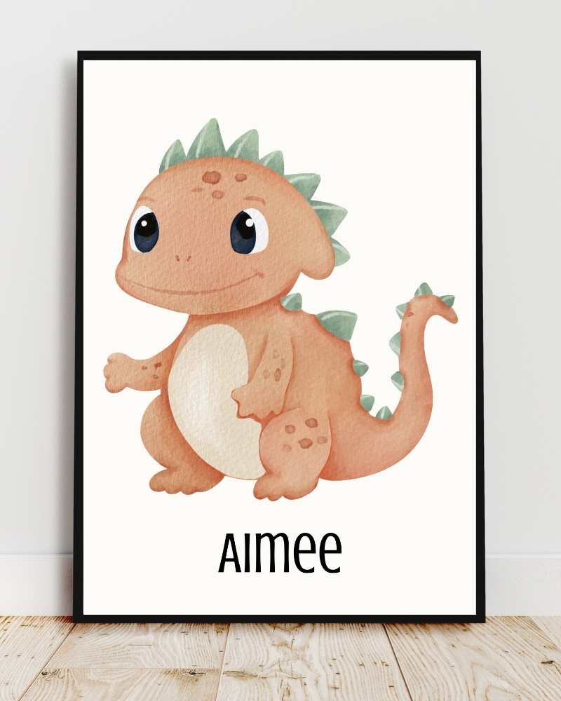 Personalized Dinosaur Framed Print - Kids Wall Art