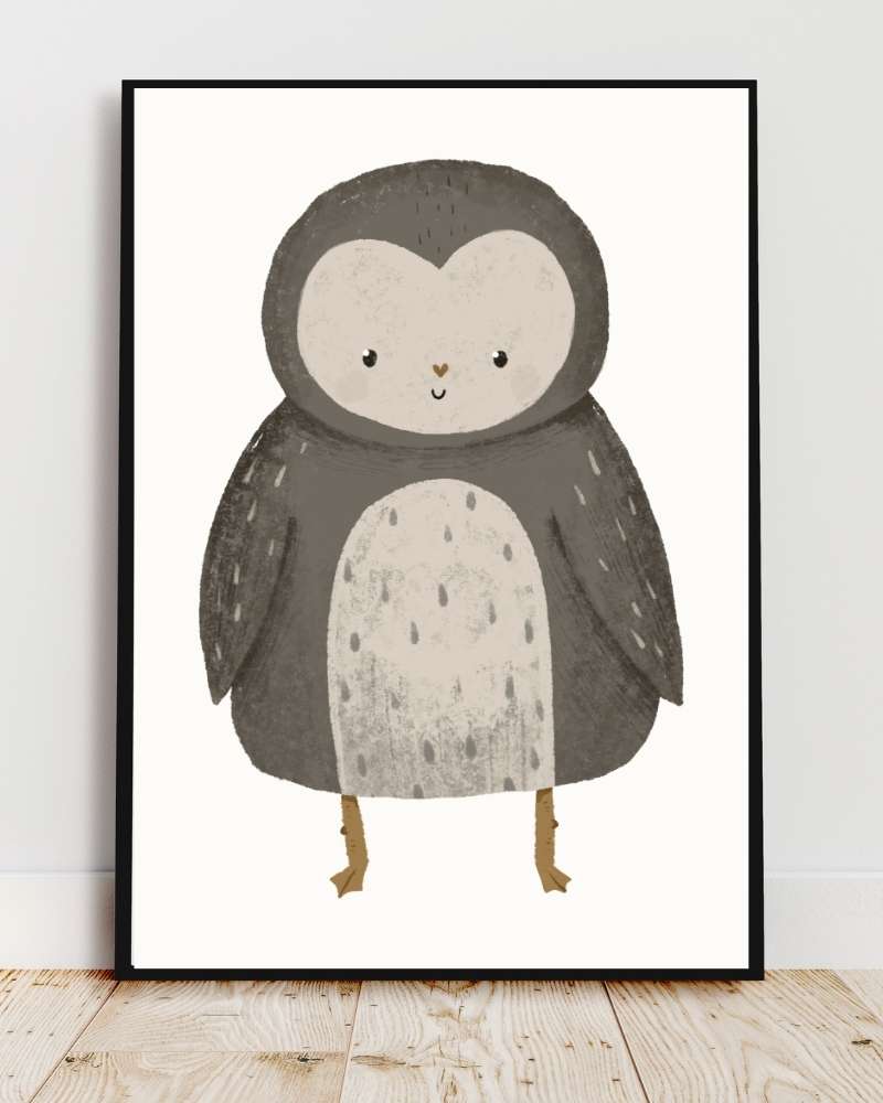 Adorable Owl Framed Print - Cute Multi-Color Nursery Wall Art