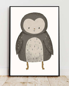 Adorable Owl Framed Print - Cute Multi-Color Nursery Wall Art