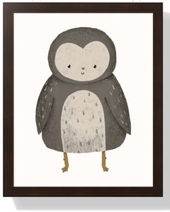 Adorable Owl Framed Print - Cute Multi-Color Nursery Wall Art Semi Glossy Brown