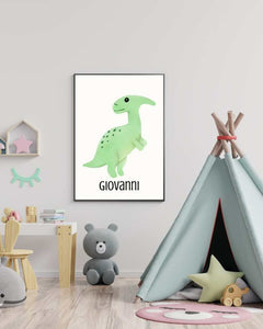 Personalized Dinosaur Framed Print - Cute Design for Kids' Rooms