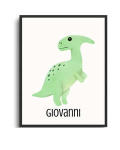 Personalized Dinosaur Framed Print - Cute Design for Kids' Rooms Semi Glossy Black