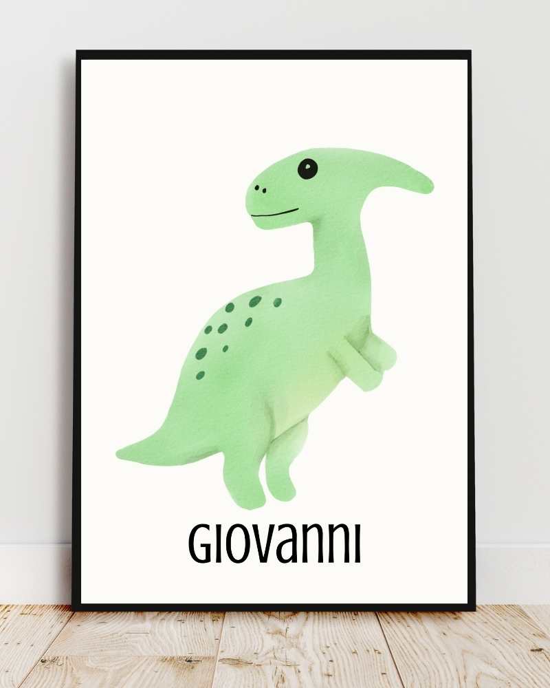 Personalized Dinosaur Framed Print - Cute Design for Kids' Rooms