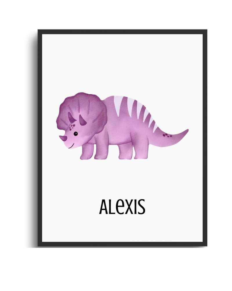 Personalized Dinosaur Framed Print - Kid's Room Decor Semi Glossy Black